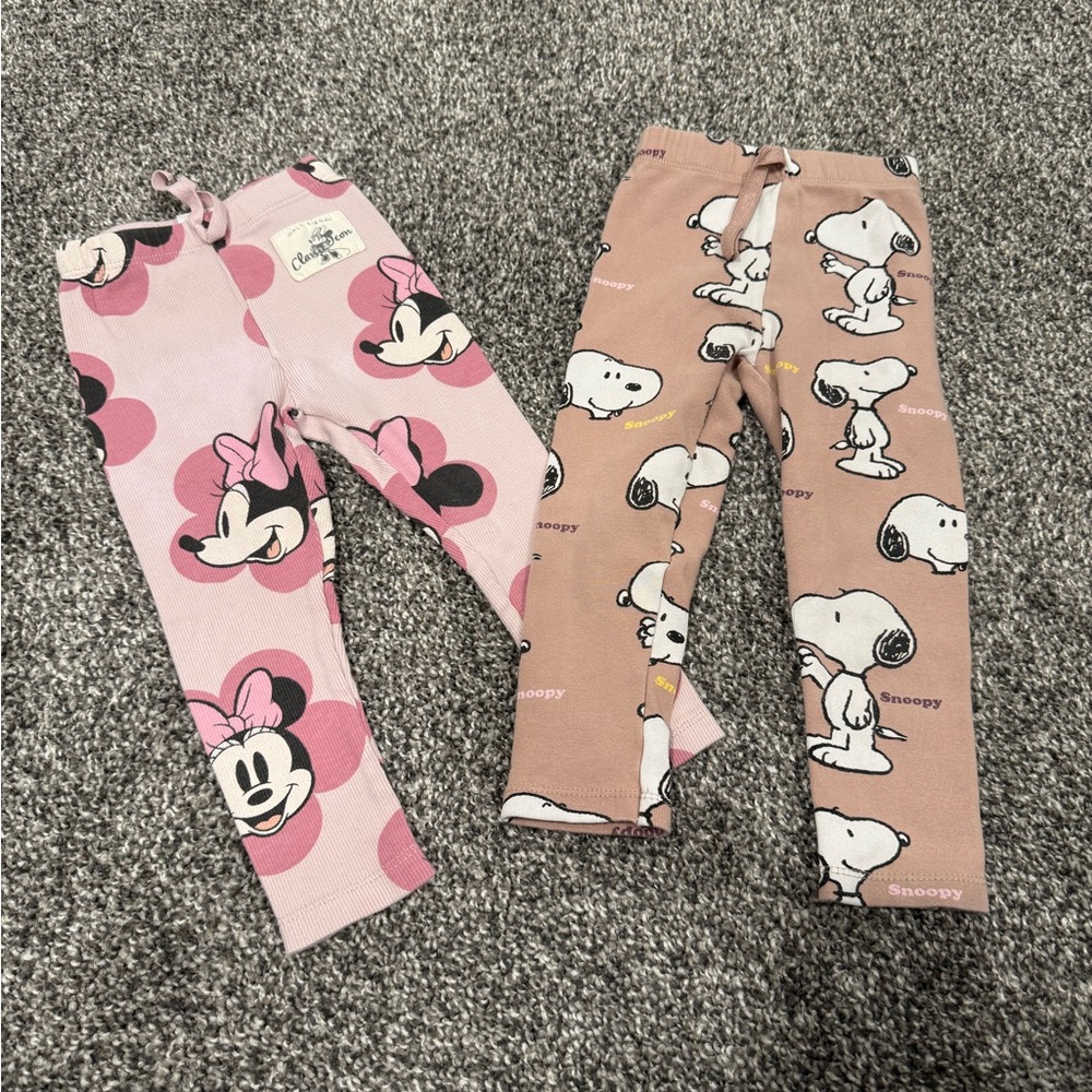 Zara Minnie Mouse and Snoopy Leggings